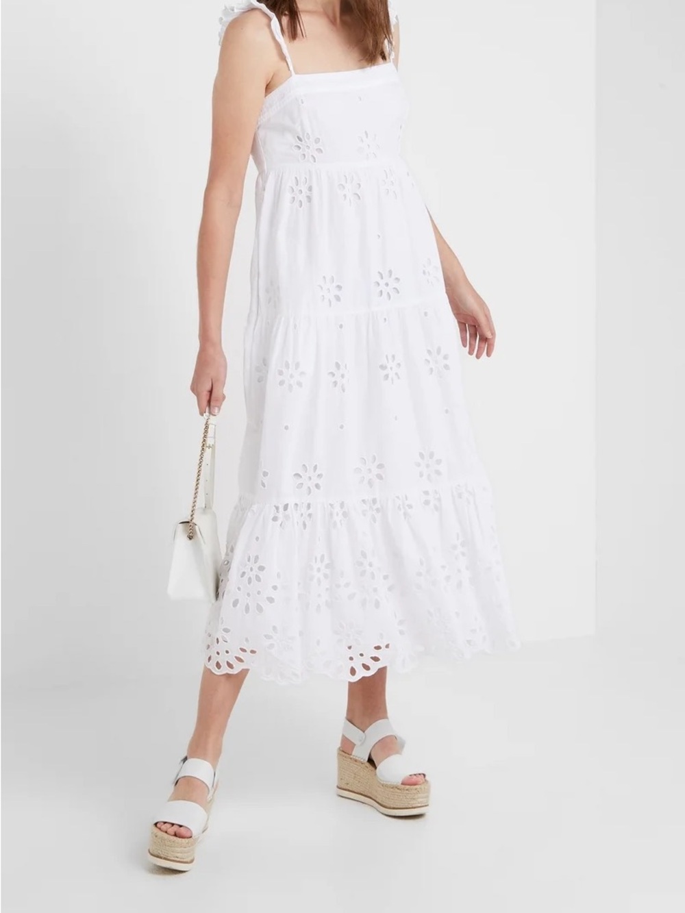 J. Crew Eyelet White Maxi Sundress